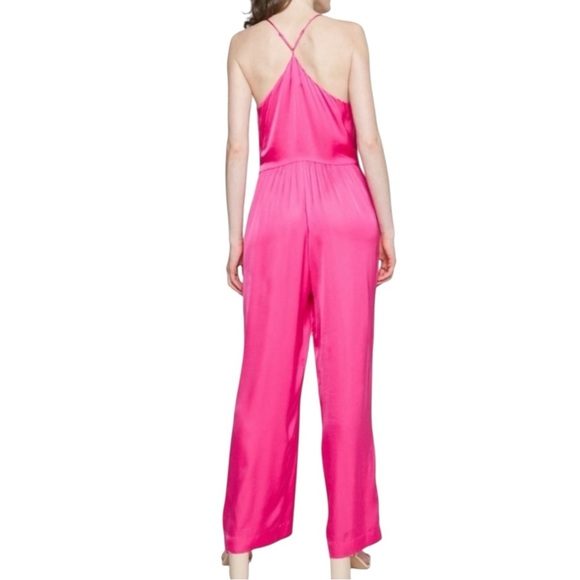 Scotch & Soda Size 34 XS Pink Satin Spaghetti Straps V Neck Racerback Jumpsuit - Picture 3 of 14